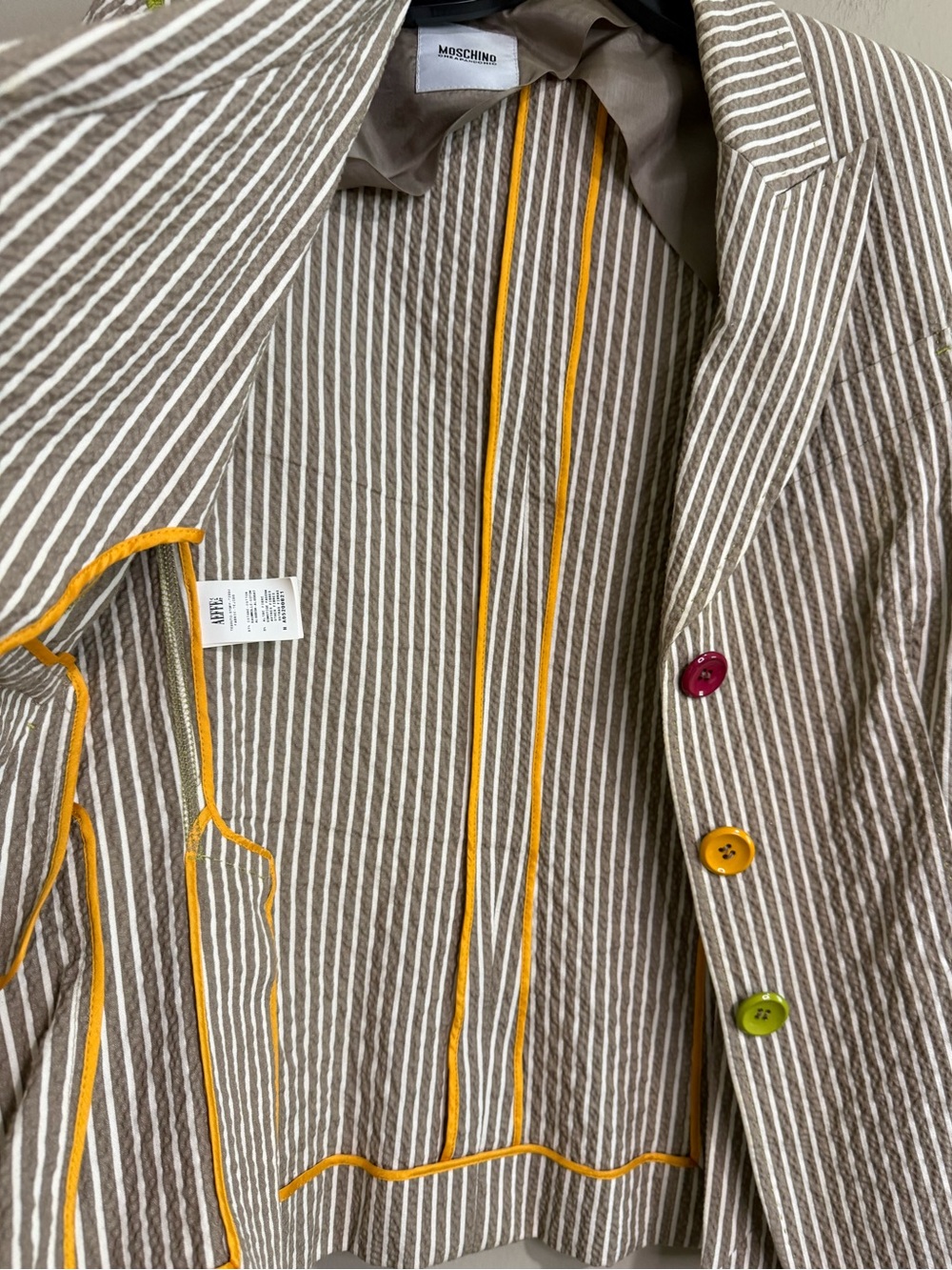 Moschino Vintage Cheap and Chic Striped Blazer Jacket in Beige - Picture 5 of 10